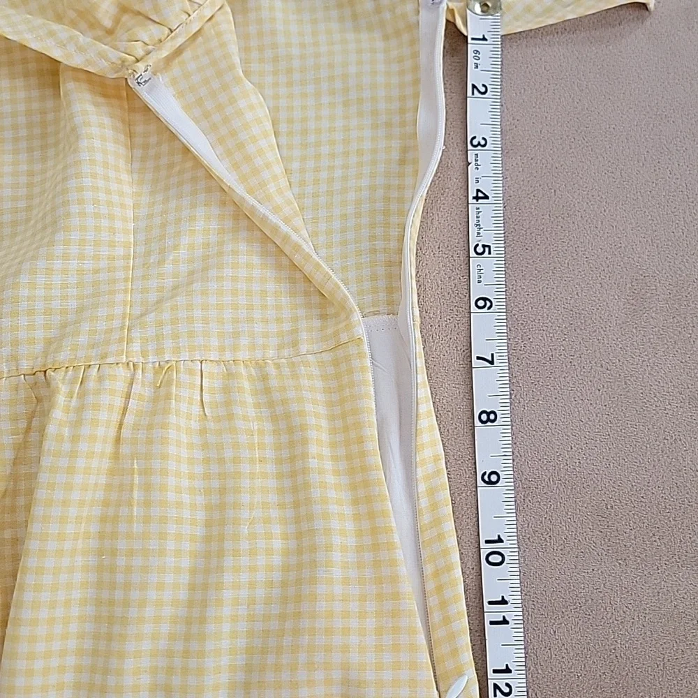 Altar'd State Yellow Gingham One Shoulder Dress Size Medium EUC - Picture 9 of 10